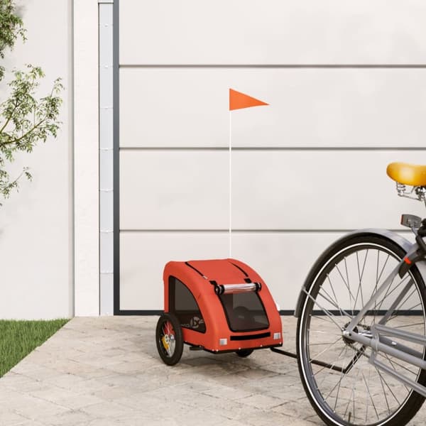Cykelvagn för djur orange oxfordtyg och järn