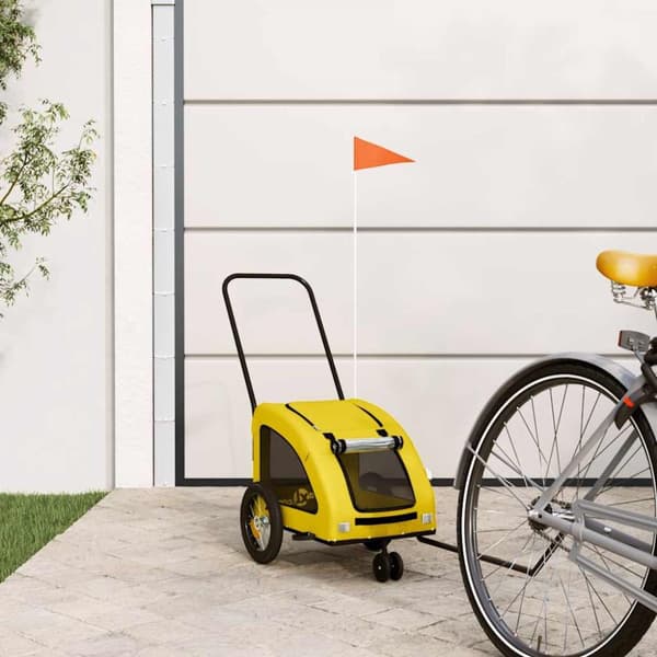 Cykelvagn för djur gul oxfordtyg och järn