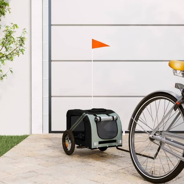 Cykelvagn för djur grå och svart oxfordtyg och järn