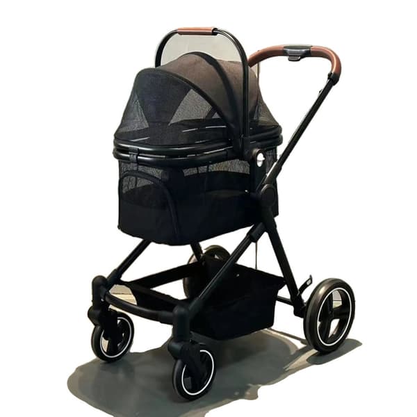 Koira-vaunu, enimmäiskuormitus 22 kg, verkkoikkunat, mukiteline,musta