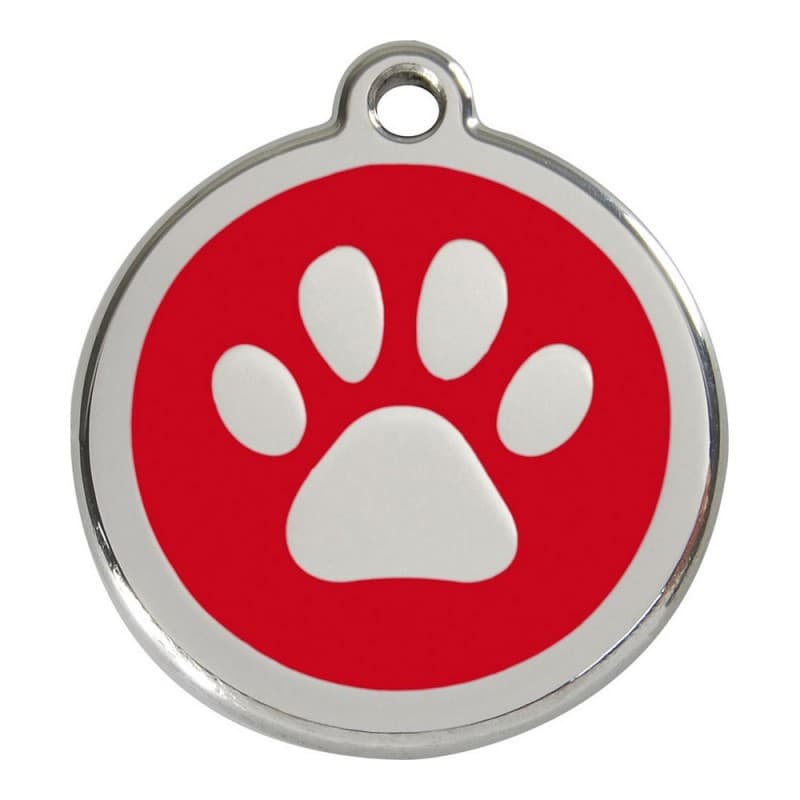Identifikationsbricka för halsband Red Dingo Djurens fotspår Röd Storlek M (Ø 30 mm)
