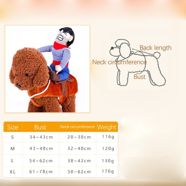 Creative Cowboy Riding Halloween Funny Funny Dress Up Pet Tøj, Størrelse: L (Med pengepose)