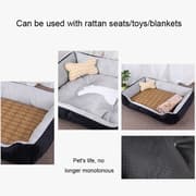 Dog Bone Pattern Big Soft Warm Kennel Pet Dog Cat Mat Blanket, with Rattan Mat & Blanket Size: S, 60×45×15cm (Black Grey)