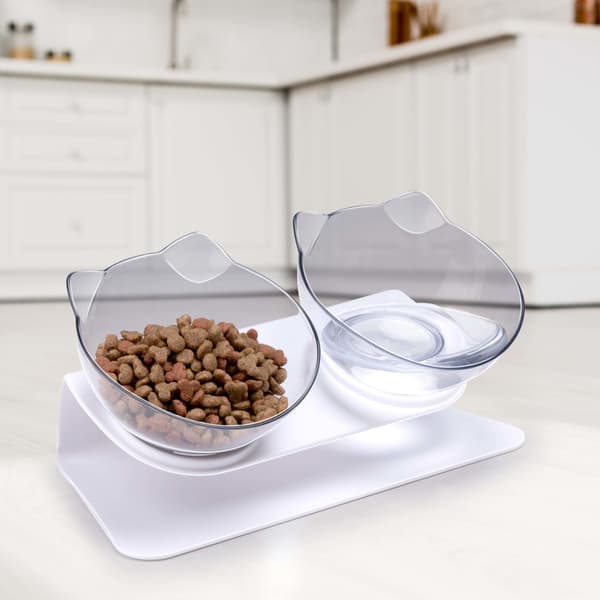 Dobbel matskål for katt 2x350ml