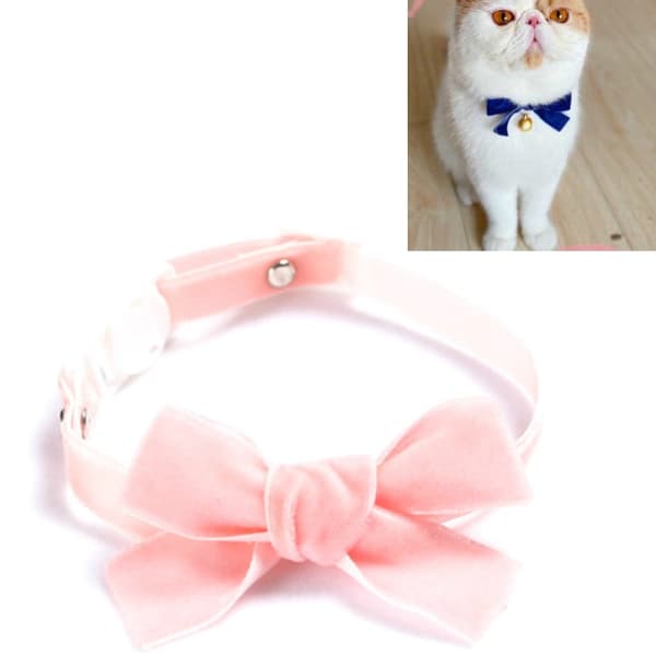 5 STK Fløjlssløjfe justerbar kæledyrshalsbånd Kat Hund Kanin sløjfetilbehør, Størrelse: S 17-30 cm, Stil: Bowknot (Pink)