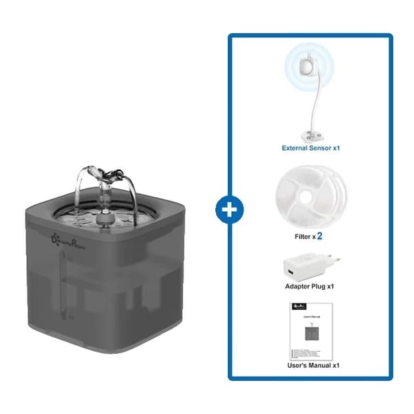 Kattvattenfontän, Automatisk dispenser, Filtrerat vatten, Blå-Kit A, Levereras med Adapter, 2L