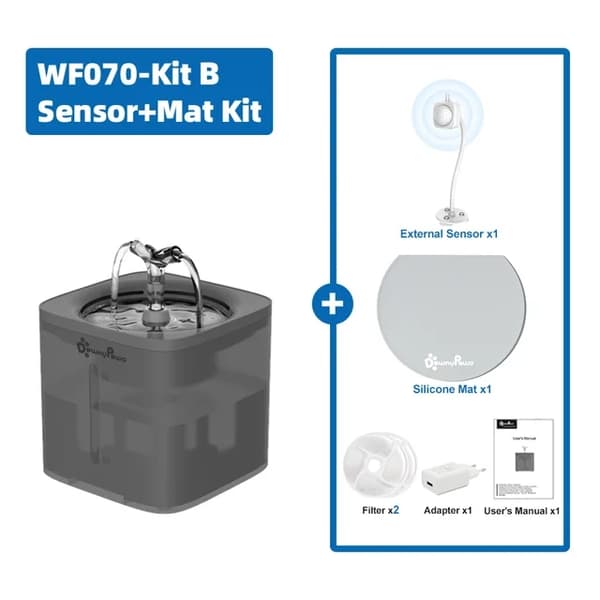 Kattvattenfontän, Automatisk dispenser, Filtrerat vatten, Blå-Kit A, Levereras med Adapter, 2L