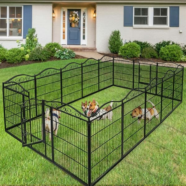 Hundegård, Heavy Duty Metal, Foldbar, Indendørs og udendørs, sort