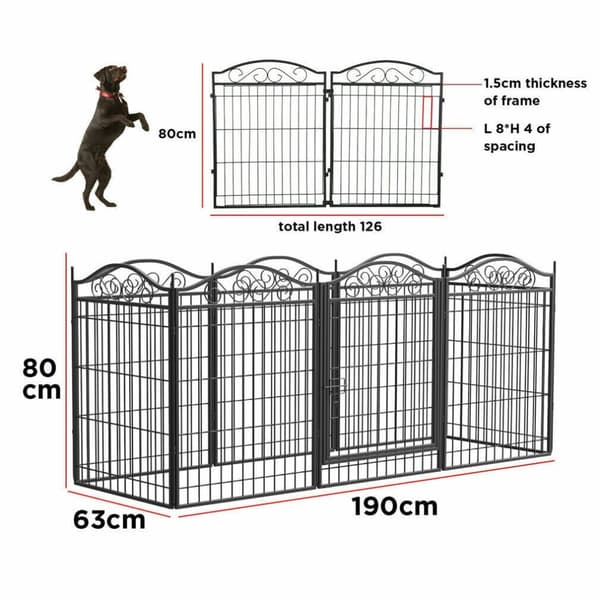 Hundegård, Heavy Duty Metal, Foldbar, Indendørs og udendørs, sort