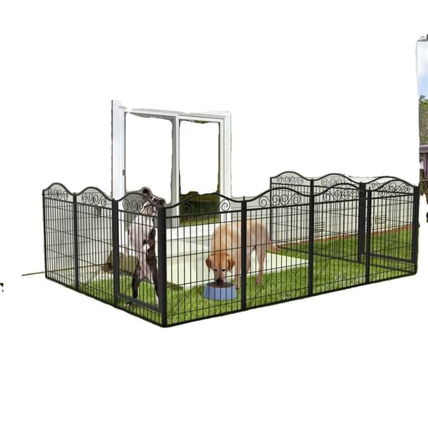 Hundegård, Heavy Duty Metal, Foldbar, Indendørs og udendørs, sort