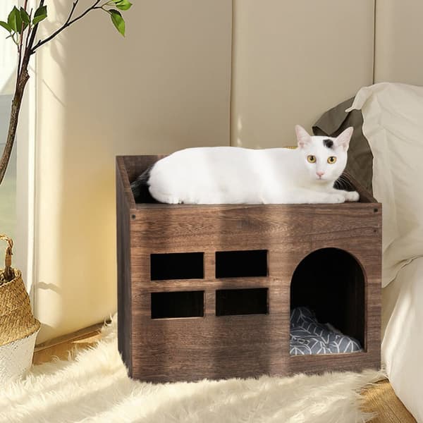 Træ Sandkasse til Katte, Robust Design, Blød Polstring