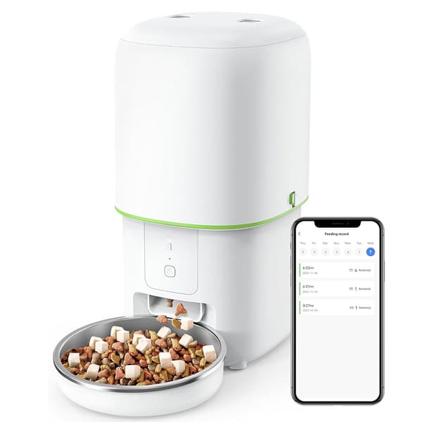 Automatisk Kjæledyrmater med WiFi og Talemelding – Hvit