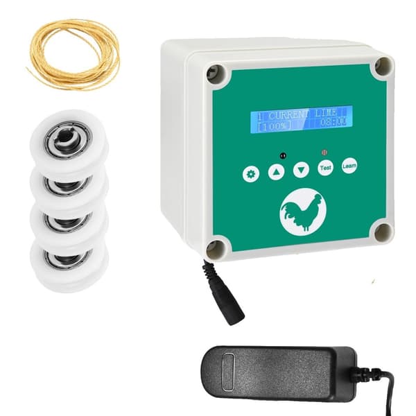 Hønsehusdøråbner, Automatisk Betjening, LCD Skærm, B-Med dør, EU