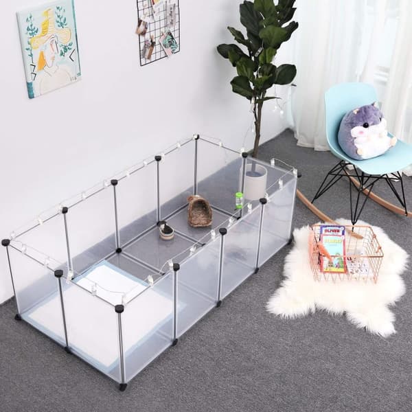 Rootz Small Pet Inhägnad - Djurlekhage - DIY-staket - Marsvin, hamster, kanin - Rymligt utrymme - Rörelsefrihet - Enkel montering - Transparenta panel