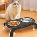 Miniatyrbillede 1 af 5: Hævet madskål til katte med justerbar højde