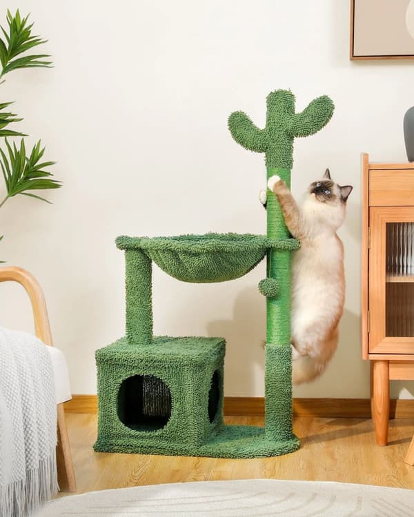 100CM Kaktus Katträd, Stor Hängmatta, Sisal Klöspelare,som bild, AMT0195GN