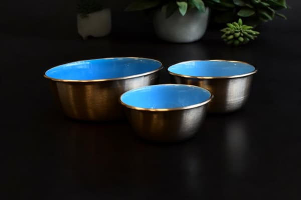 Hund Skål Rostfri Blå - 860ml - 2-Pack, Hundskål
