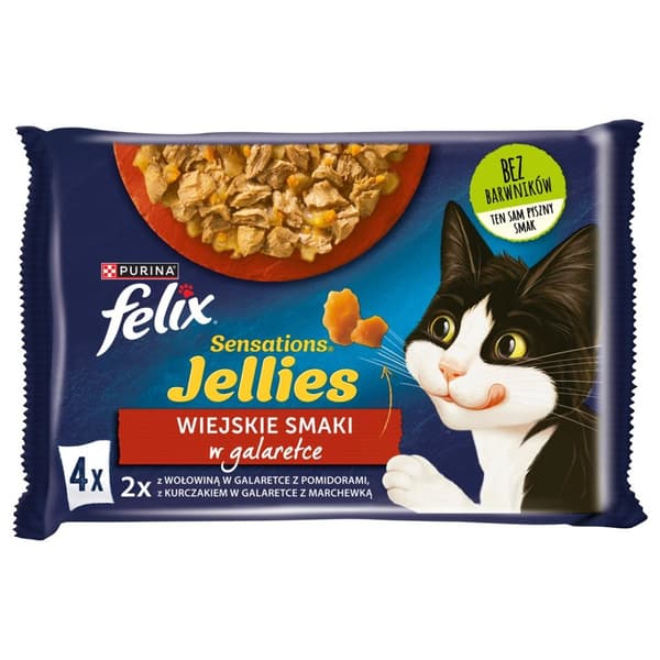 FELIX Sensations naudanliha, kana - kissan märkäruoka - 4x 85g