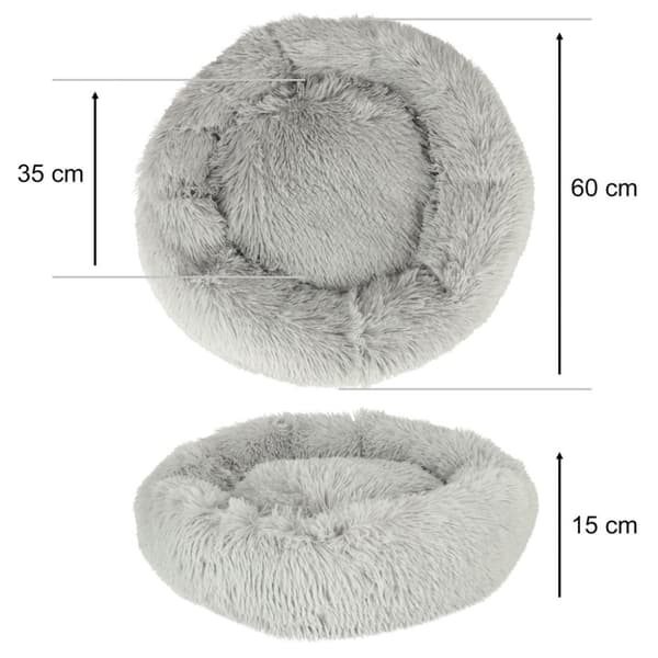 Hundeseng, plyspude, 60 cm, lysegrå