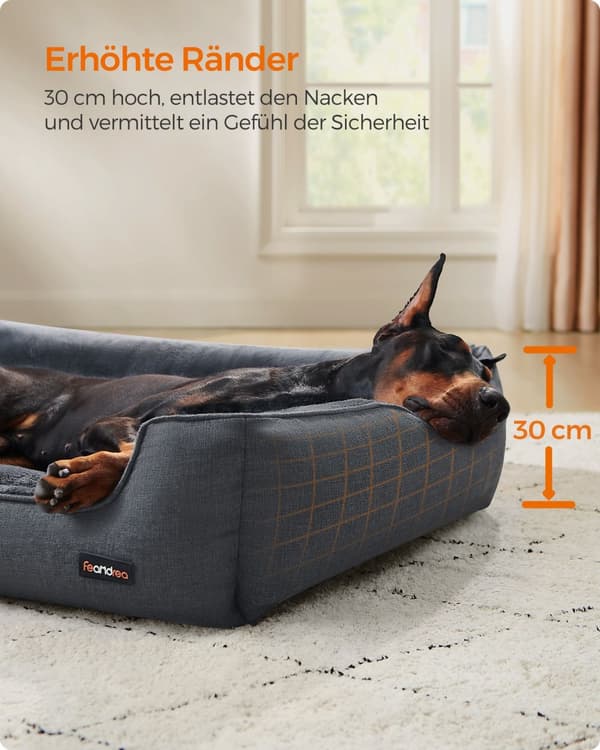 Dogkurv - med hævede kanter - 120 x 90 x 30 cm - mørkegrå