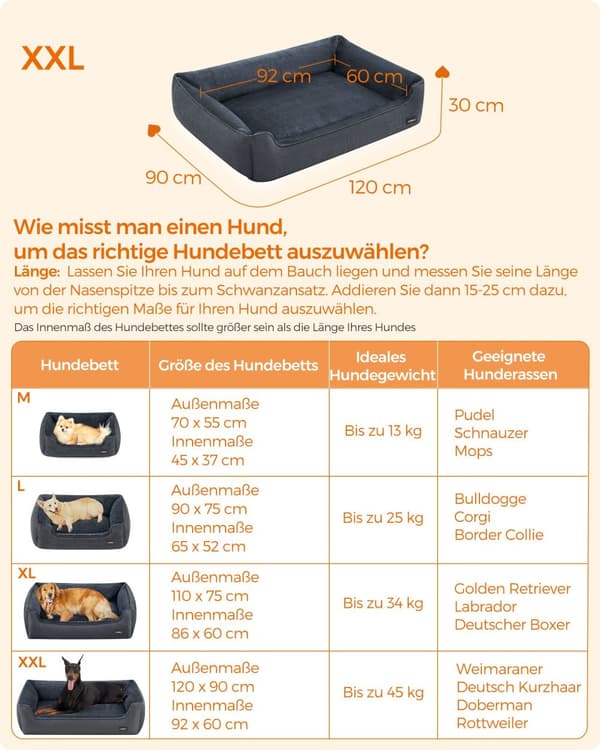 Dogkurv - med hævede kanter - 120 x 90 x 30 cm - mørkegrå