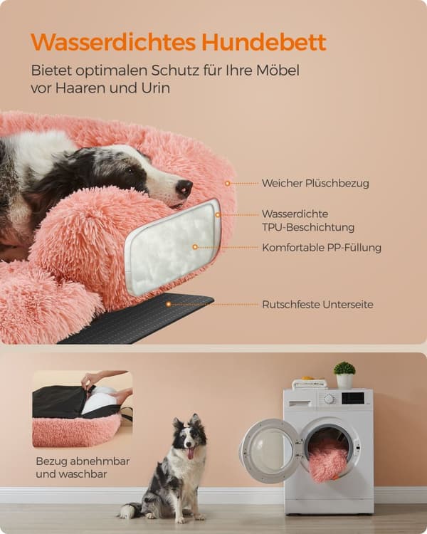 Dog Bank XL - plysch - 110 × 95 × 18 cm - rosa