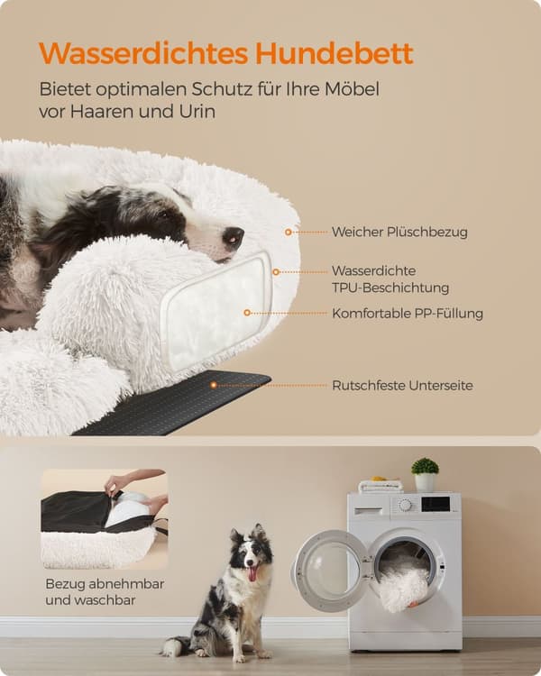 Dog Bank XL - varm och mysig - 110 × 95 × 18 cm - Wolkwit