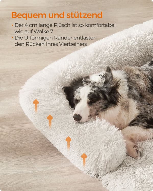 Dog Bank XL - varm och mysig - 110 × 95 × 18 cm - Wolkwit