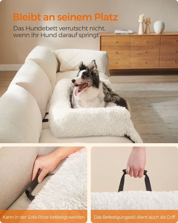 Dog Bank XL - varm och mysig - 110 × 95 × 18 cm - Wolkwit