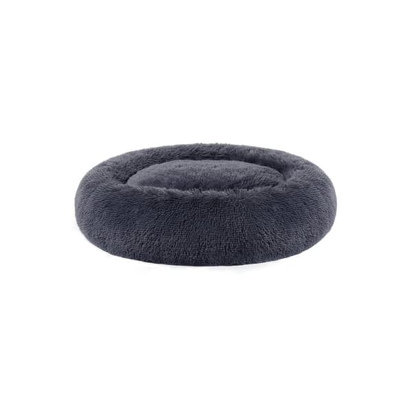 Fluffy hundekurv - med donutpude - mørkegrå