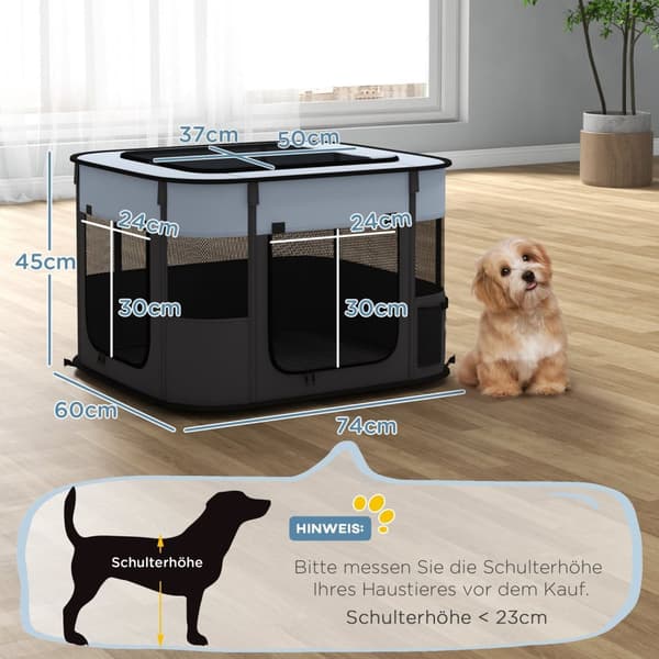 Rootz Foldble Pet Play Run - Pet -hölje - Valp Playpen - Ventilated & Stable - 74 cm x 60 cm x 45 cm