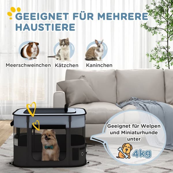 Rootz Foldble Pet Play Run - Pet -hölje - Valp Playpen - Ventilated & Stable - 74 cm x 60 cm x 45 cm