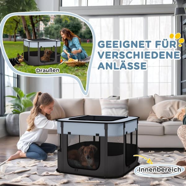 Rootz Foldble Pet Play Run - Pet -hölje - Valp Playpen - Ventilated & Stable - 74 cm x 60 cm x 45 cm