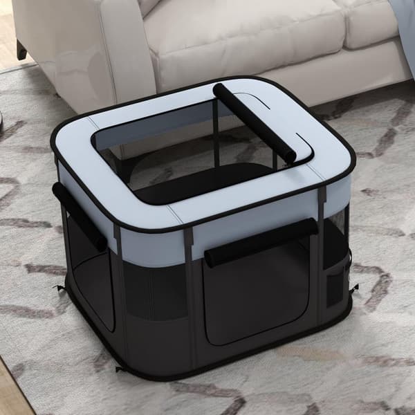Rootz Foldble Pet Play Run - Pet -hölje - Valp Playpen - Ventilated & Stable - 74 cm x 60 cm x 45 cm