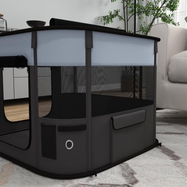 Rootz Foldble Pet Play Run - Pet -hölje - Valp Playpen - Ventilated & Stable - 74 cm x 60 cm x 45 cm