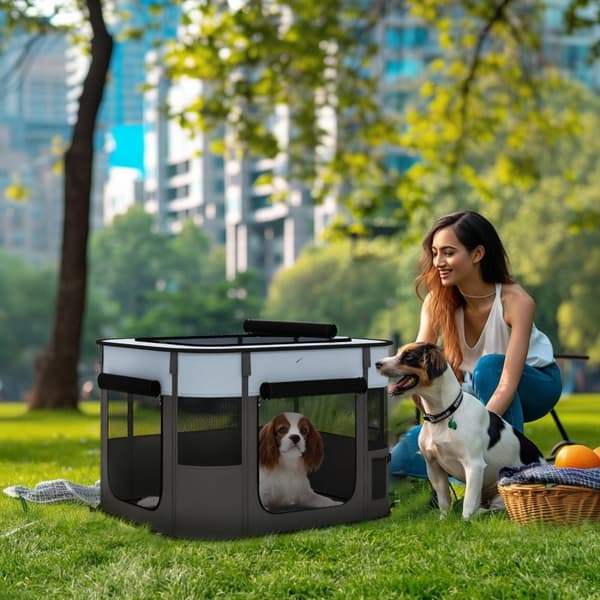 Rootz Foldble Pet Play Run - Pet -hölje - Valp Playpen - Ventilated & Stable - 74 cm x 60 cm x 45 cm