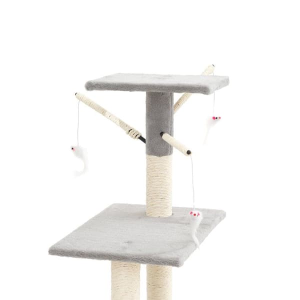 Klösträd med koja, höjd 135 cm, sex nivåer, musleksaker och sisal