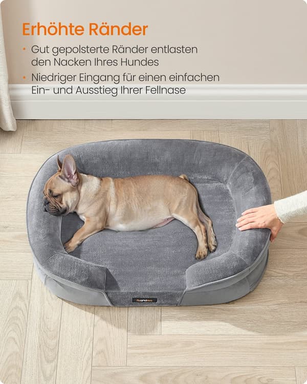 Hondenbed – Opstaande Randen – 76 x 51 x 18 cm – Lichtgrijs