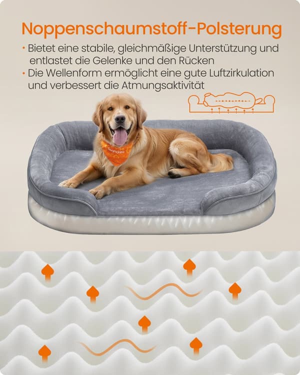 Hondenbed – Opstaande Randen – 106 x 76 x 18 cm – Lichtgrijs