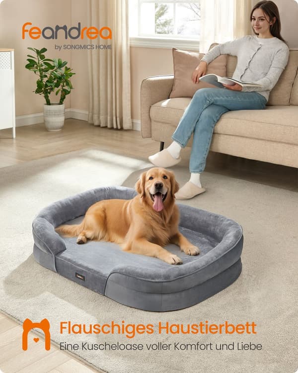 Hondenbed – Opstaande Randen – 106 x 76 x 18 cm – Lichtgrijs
