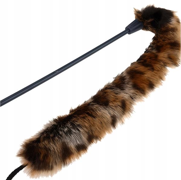 Kattfiskespö med päls och fjädrar Slitstark och robust leksak 62 cm
