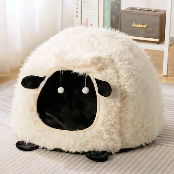 SHEEP Kattbädd, Varm, Bekväm och Mjuk Fårbädd