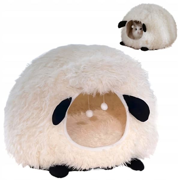 SHEEP Kattbädd, Varm, Bekväm och Mjuk Fårbädd