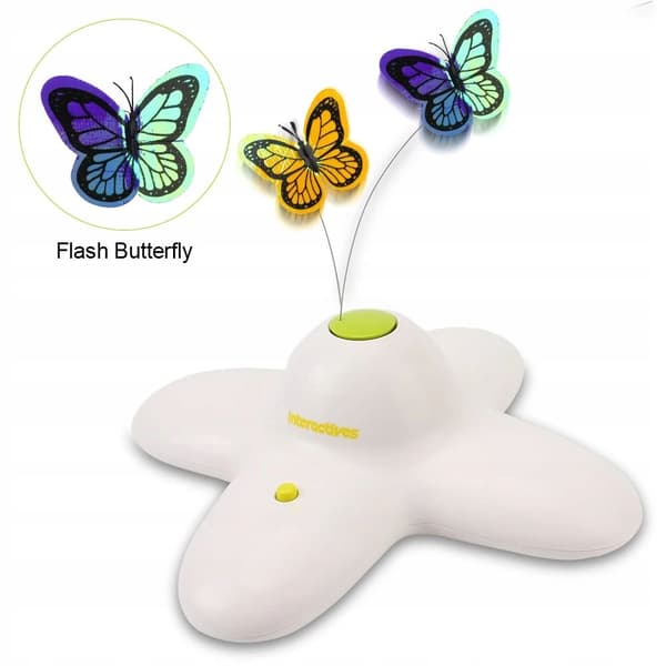 BUTTERFLY Interaktiv kattleksak 360 grader, 2 utbytbara fjärilar