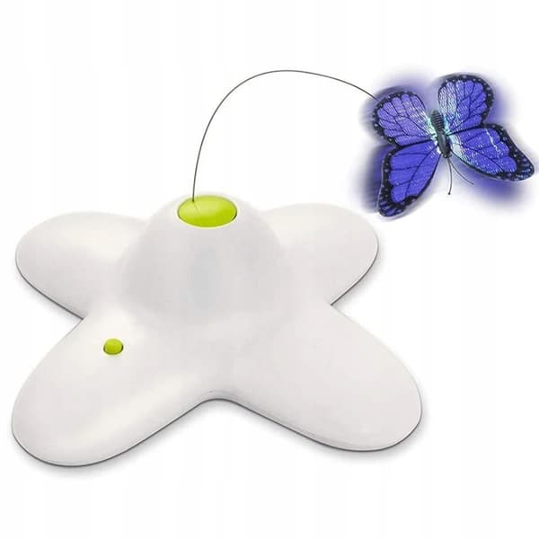 BUTTERFLY Interaktiv kattleksak 360 grader, 2 utbytbara fjärilar