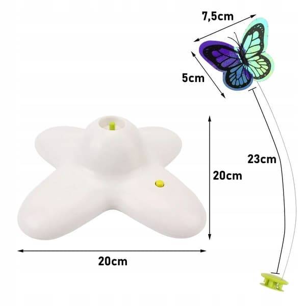 BUTTERFLY Interaktiv kattleksak 360 grader, 2 utbytbara fjärilar