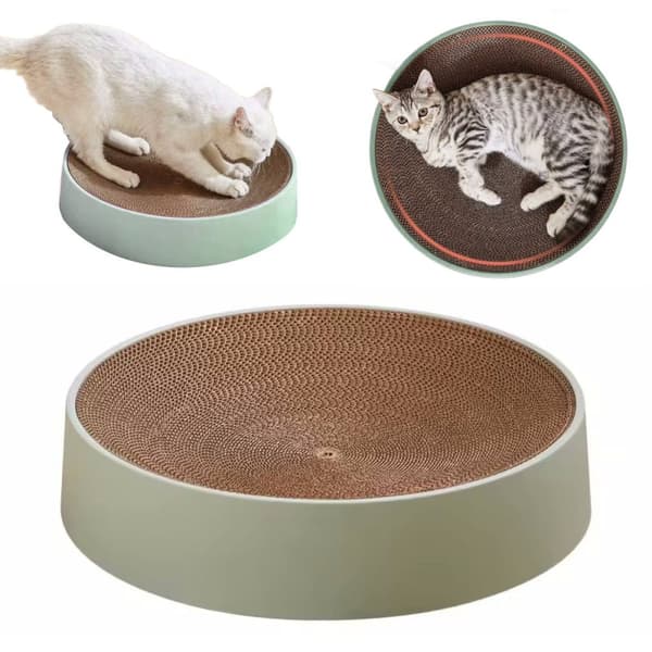 Klösträd för katter, stor rund kartongbädd, 45 cm