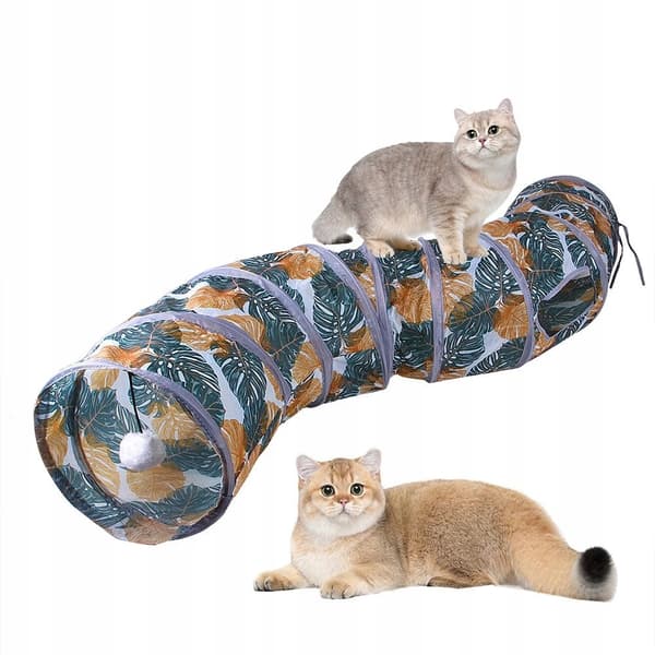 LÅNG SMULTUNNEL FÖR KATTER MED BOLL, HOPPVÄNGBAR 125 cm