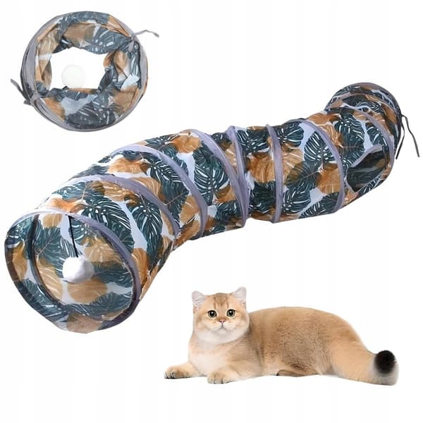 LÅNG SMULTUNNEL FÖR KATTER MED BOLL, HOPPVÄNGBAR 125 cm