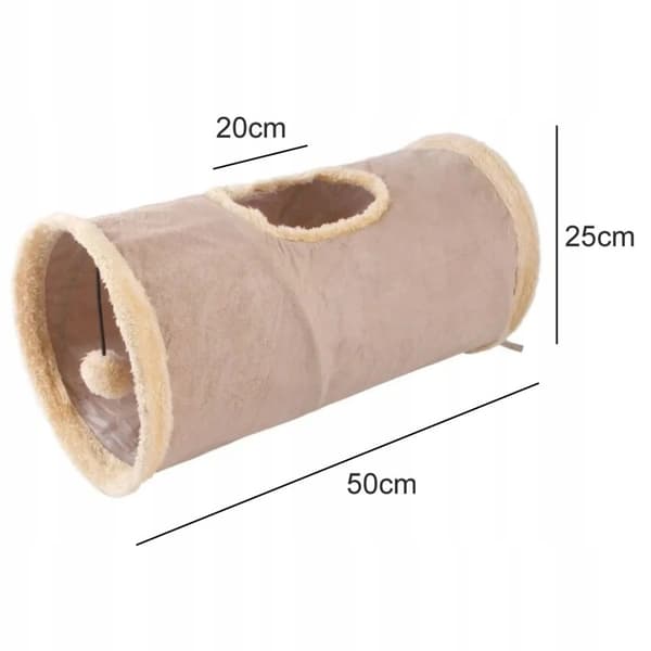 RUSTLING KISSATUNNELI PALLOLLA Taittuva kissanlelu Beige